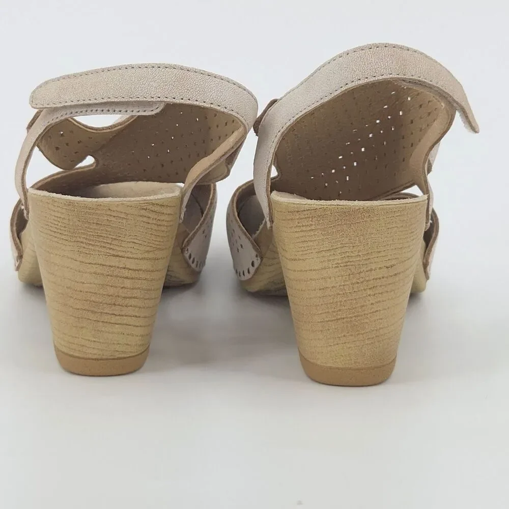 Dansko Teagan Leather Sandals Womens Size 41 White Slingback Neutral  Granny